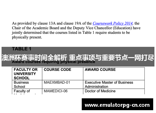 澳洲杯赛事时间全解析 重点事项与重要节点一网打尽